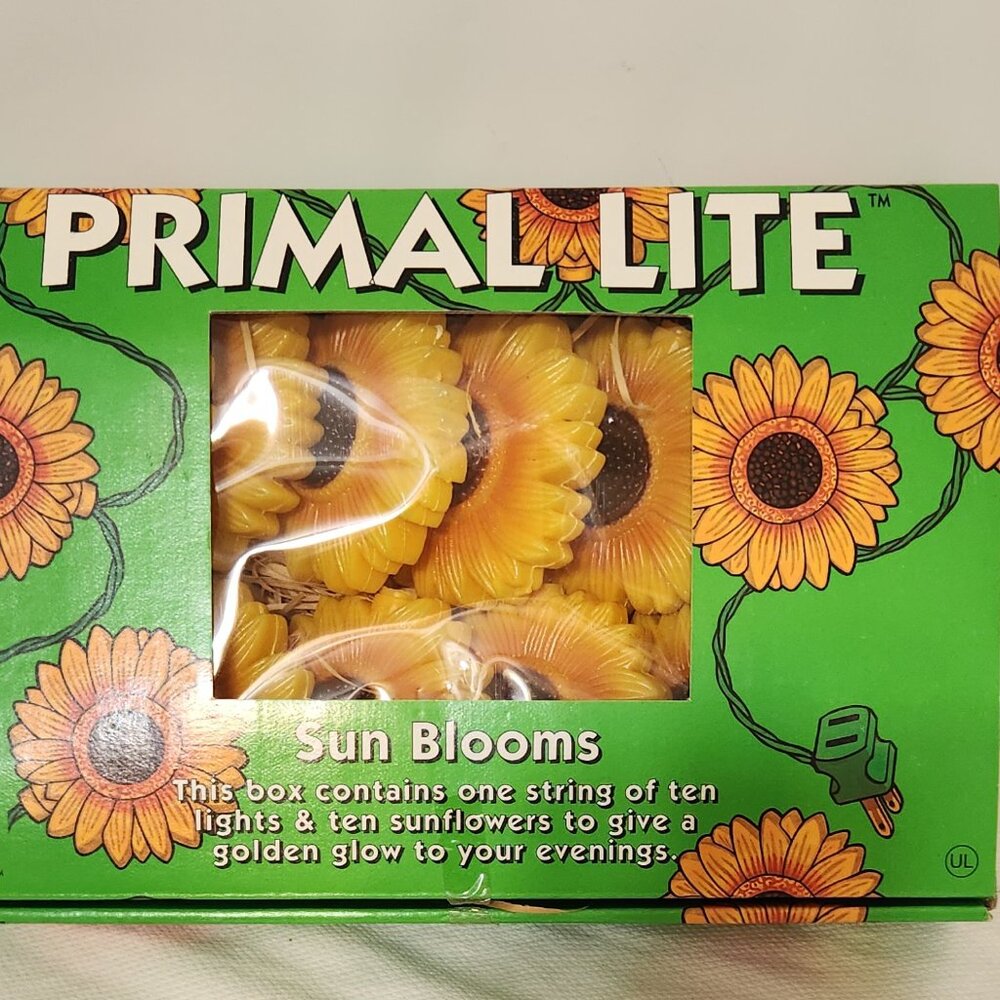 Vintage Prima Lite Sun Blooms 10 String Lights Weather Resistant Indoor Outdoor